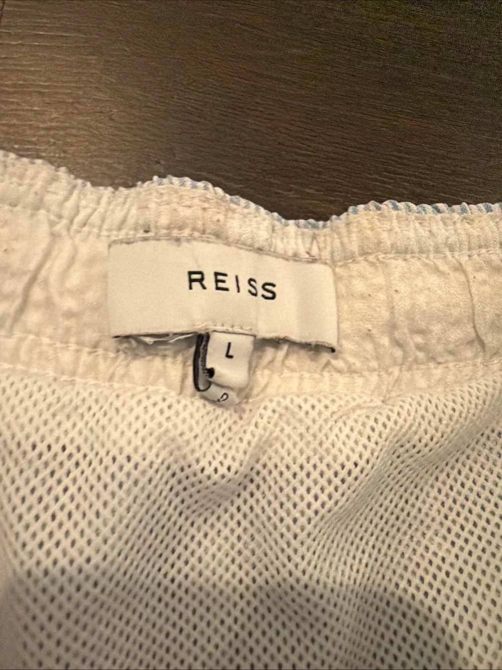 Reiss Light Blue Micro-Striped Athletic Drawstring Shorts